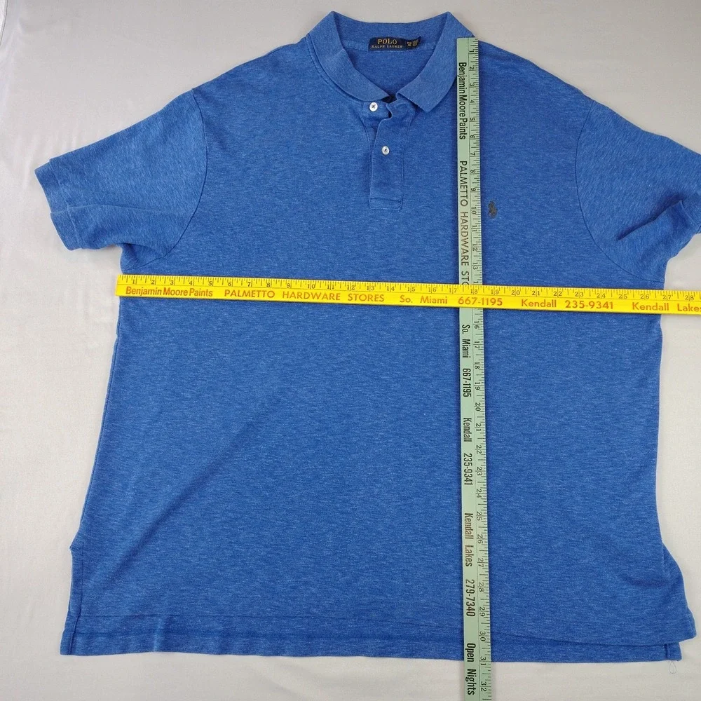 Polo Ralph Lauren Mens 3XB Blue Heather Classic Golf Polo Shirt Big & Tall